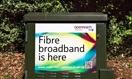 An Openreach broadband advert on an exchange box 