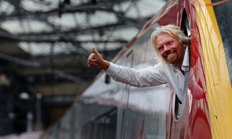 Richard Branson on train