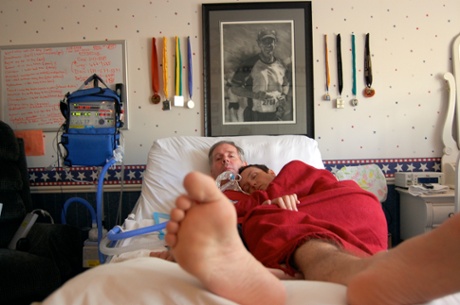 Debi with Bob, the day before his death.