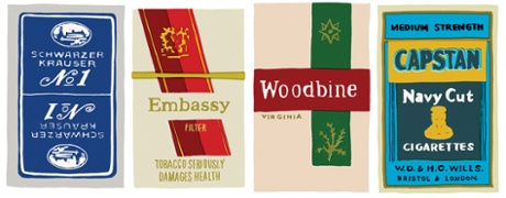 Illustrations of cigarette packets