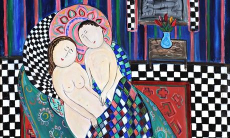 Lovers Asleep in Winter by Dora Holzhandler. Her own home had the same cheerful, decorative style as interiors in her pictures.