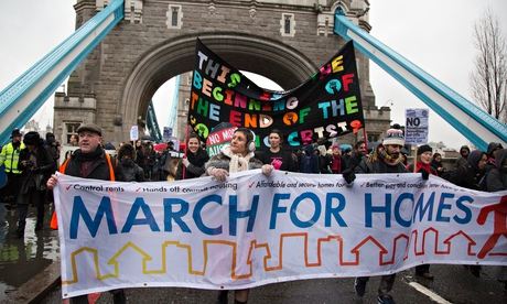 Campaigners march on City Hall to demand solutions to housing crisis