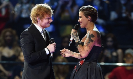 Ed Sheeran and Ruby Rose at MTV EMA's 2015
