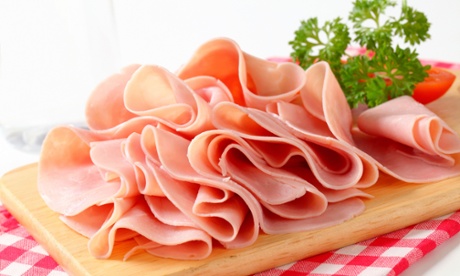 Ham on a chopping board 