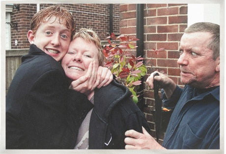 Photograph of Helena Tym and Rob Thatcher with their son Cyrus on prom night in 2006.