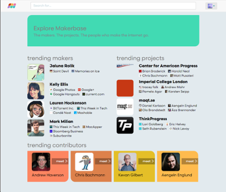 Makerbase has added an ‘explore’ feature to help surface new projects and profiles