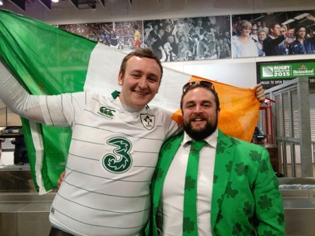 Supporting Ireland wearing the green