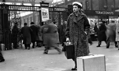 Katharine Whitehorn travelling through Waterloo in 1956