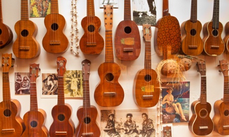 Santa Barbara Surfing Museum’s ukulele collection, including one played by Marilyn Monroe in 'Some Like It Hot'.