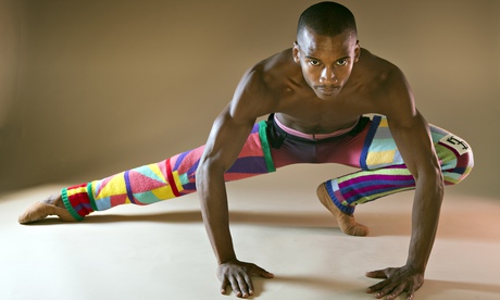 Eric Underwood in multicoloured leggings