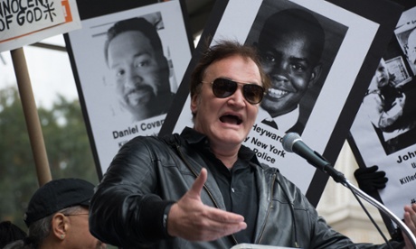 Controversial protest ... Quentin Tarantino at a New York march supporting victims of alleged police brutality on 24 October.