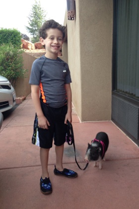 Maggie the pig and Julian