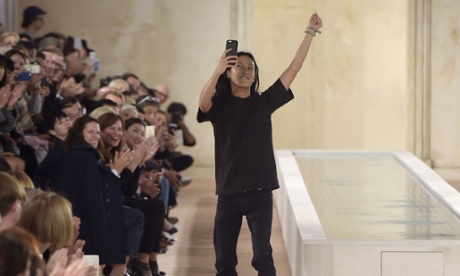 Alexander Wang takes a selfie at his Balenciaga show.