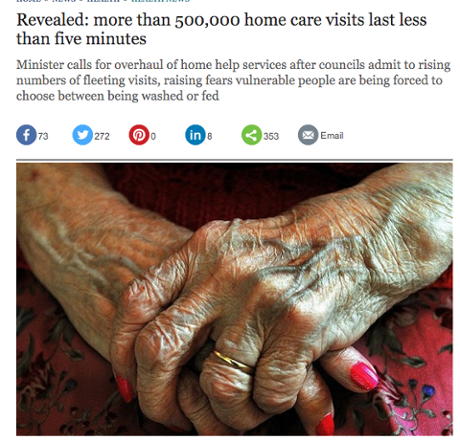 The Telegraph: 'Revealed: more than 500,000 home care visits last less than five minutes'