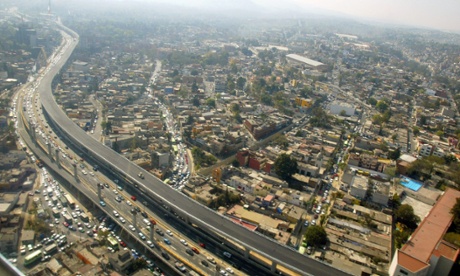 Aerial view of Mexico City's beltway.