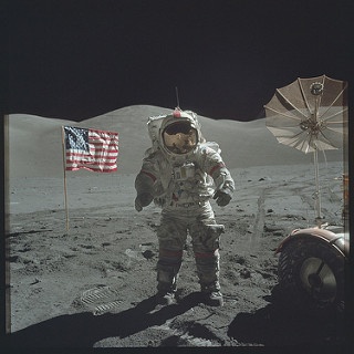 On the moon during the Apollo 17 mission