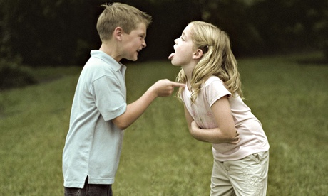 A boy and a girl fighting.. Image shot 2005. Exact date unknown.