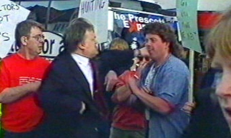 The then deputy prime minister John Prescott punches a protester after having an egg thrown at him in 2001.