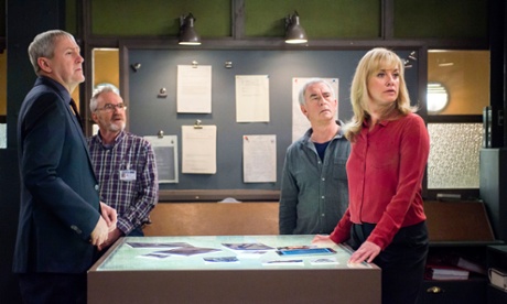 UCOS are interrupted during a briefing… Nicholas Lyndhurst, Larry Lamb, Denis Lawson and Tamzin Outhwaite.