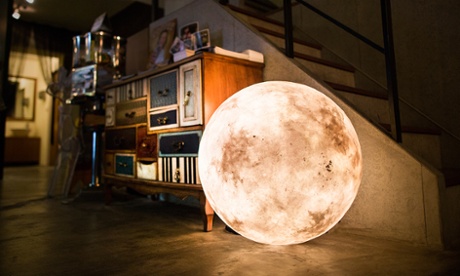 A Luna lamp lights up the living room.