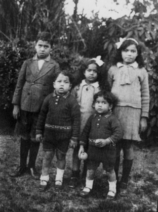 Nawal el Saadawi, aged seven, with her brothers and sister, 1938