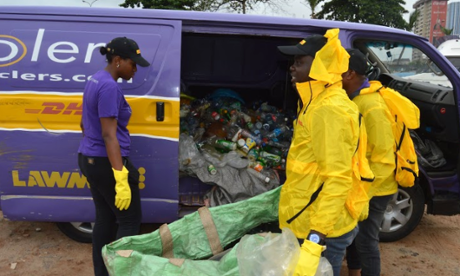 The Wecyclers team sort the collected recyclable goods.