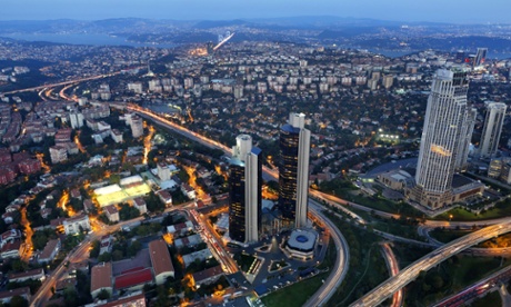 Istanbul, with the Bosphoros in the distance.