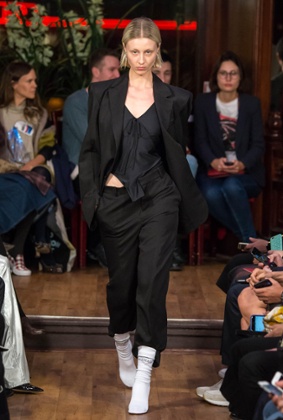 A model on the Vetements catwalk.