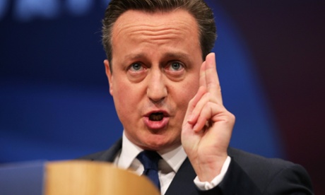 Prime minister David Cameron addresses delegates at the Conservative party conference in Manchester on October 7, 2015