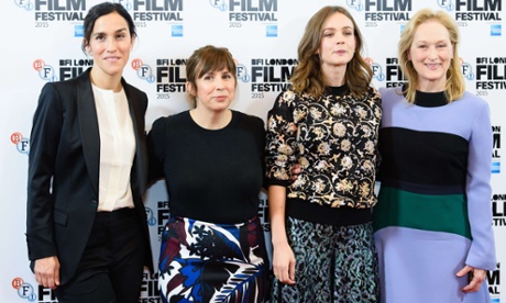 Streep and Mulligan with Sarah Gavron and Abi Morgan.