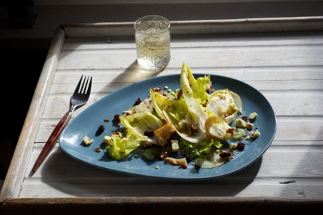 John Loydall adds croutons and raisins to the classic combo of stilton, celery and walnuts.