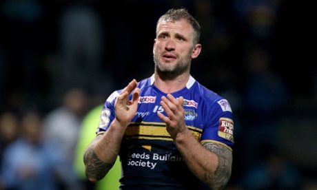 Leeds Rhinos’ Jamie Peacock acknowledges the Headingley crowd after his final home appearance, the semi-final win over St Helens.