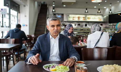 Sadiq Khan at the Lahore Karahi restaurant on Tooting High Street.