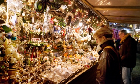 Shoppers at Christmas market