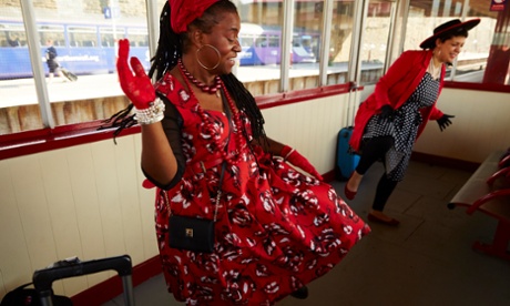 Jane Steele (hat) and Flo Wilson rehearsing their roles as Anj and Bev in Rav Sanghera’s Brief Encounters at Bradford Interchange.