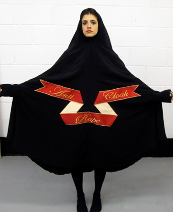 MsMapes in her Anti Rape Cloak.