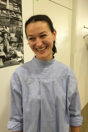 From catwalk to commute: Lauren Cochrane in her back-to-front shirt.