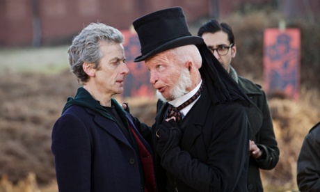 Doctor Who (Peter Capaldi), Prentis (Paul Kaye) and Bennett (Arsher Ali).