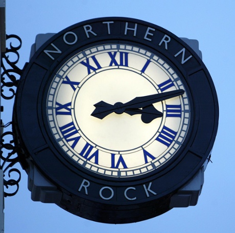 Time’s up ... the Northern Rock clock in Newcastle.