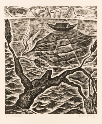 The Dove, 1927, a wood engraving by David Jones from The Chester Play of the Deluge.