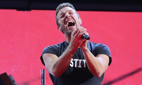 Coldplay comforts … Chris Martin.