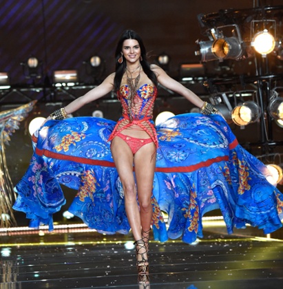 Model Kendall Jenner on the 2015 Victoria's Secret Fashion Show.