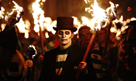 Bonfire night celebrations in Lewes, Sussex.