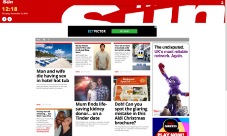 The Sun website: traffic rose by 16% in October