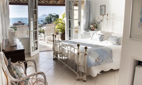 Bedroom view, overlooking the beach and sea at Casa Bahia Bonita, Yelapa, Jalisco, Mexico.