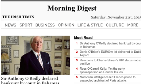 The Irish Times’s news digest as sent on Saturday. 