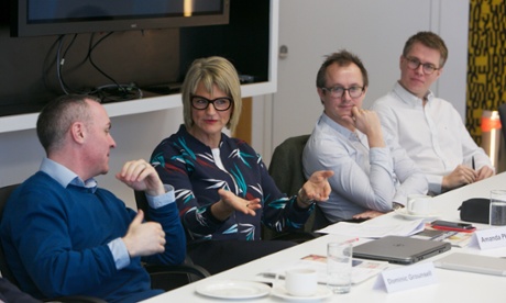 Dominic Grounsell, Amanda Philips, Dan Michelson and Martin Beauchamp at table