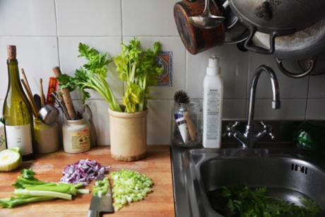 The ingredients for a winter minestrone soup 
