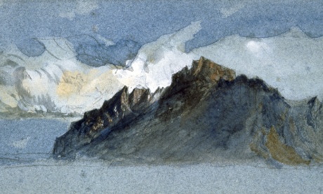 Detail of a watercolour of Mount Pilatus, Switzerland, by John Ruskin, 1854