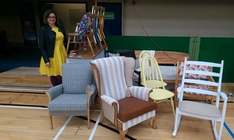 woman with chairs from her business